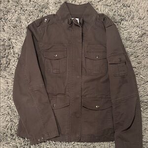 Women's Utility Jacket - brownish/grey in color.